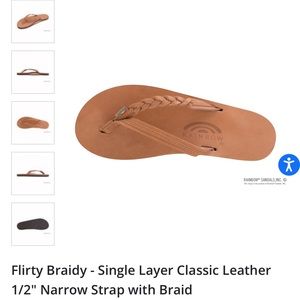 Rainbow Sandals in Classic Tan Brown Leather - Flirty braid with narrow strap